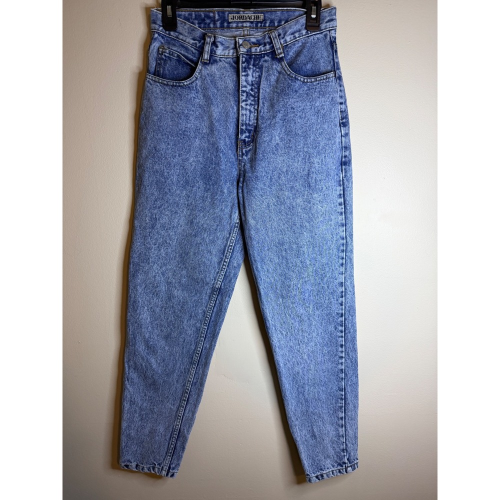 Jordache Basics Womens 10 Vintage 80s High Rise Tapered Mom Jeans Light Wash